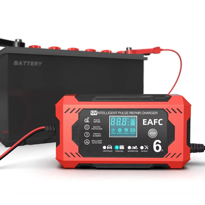 Încărcător de baterie auto inteligent 12V/24V - Afișaj LCD & Protecție Automată