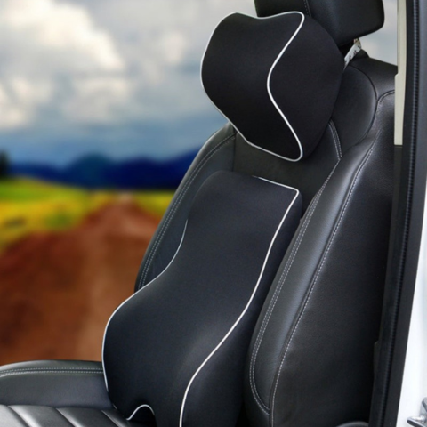 メモリーフォーム・ランバーサポート&ヘッドレストクッション - 快適さと腰への負担軽減