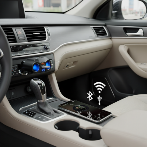 Adapter til cigartænder i bilen - dobbelt USB-port og digitalt display