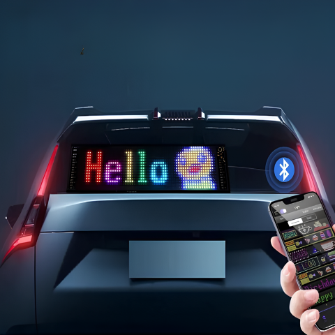 Schermo LED Animato Per Auto – Messaggi Ed Emojis Personalizzati 