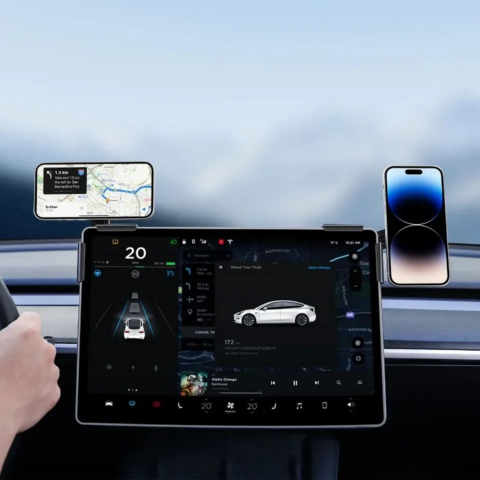 Support Telefon för Tesla — Magnetisk Fäste och Trådlös Laddning 