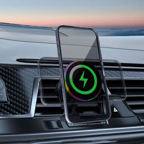 Supporto per Telefono Auto – Ricarica Senza Fili e Illuminazione a Led 