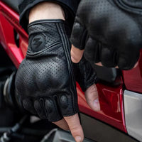 Motorcykelhandsker med Halvfingre i PU-læder – Retro Biker Stil & Åndbare Sommer 